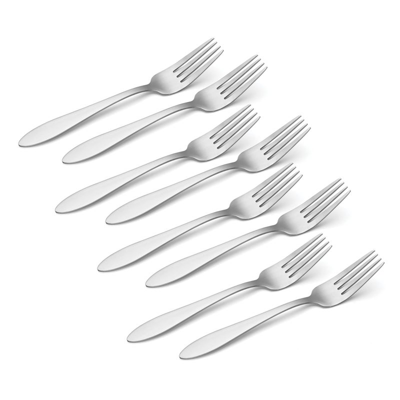 Oneida Taylor Everyday Flatware Dinner Forks, Set of 8, 18/0 Stainless Steel, Silverware Set, 1.5 x 3.75 x 8.6 inches